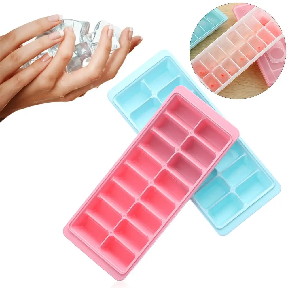 16 Cavity Cover Maker Box Plastic Ice Tray Jelly Freezer With Lid Cube Mold