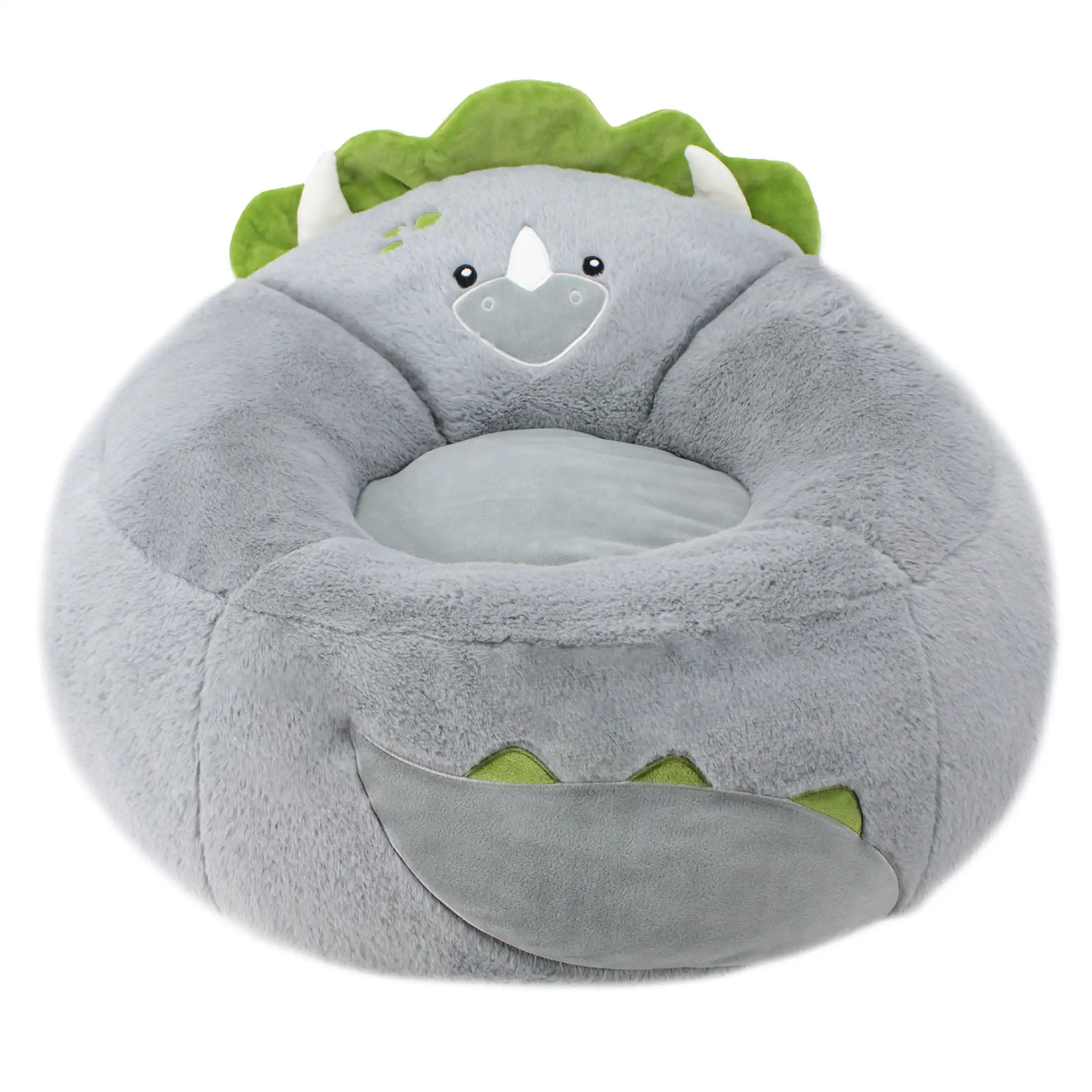 

Your Zone Kids Soft Plush Dinosaur Bean Bag Chair, Grey