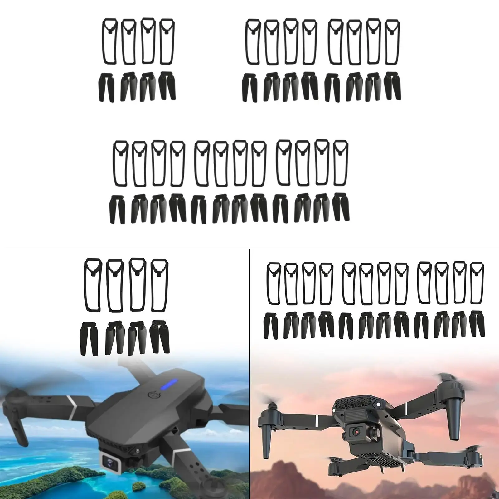 Hélices et protections drone E88Pro - Lot de 4/8/12 pièces
