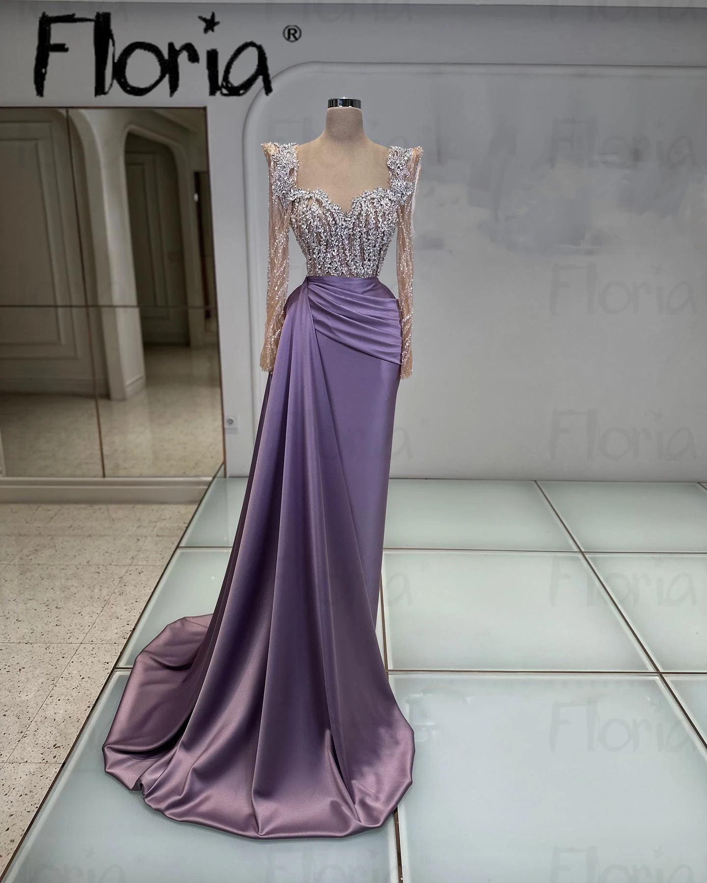 パーティードレス Purple Floral Satin Gown SW24019_Purple_19_grande.jpg?v