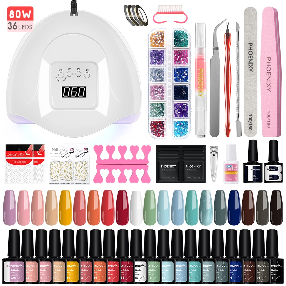 Gel Nail Polish Kit with UV LED Nail Lamp Manicure Nail Tools Nail Salon |  eBay