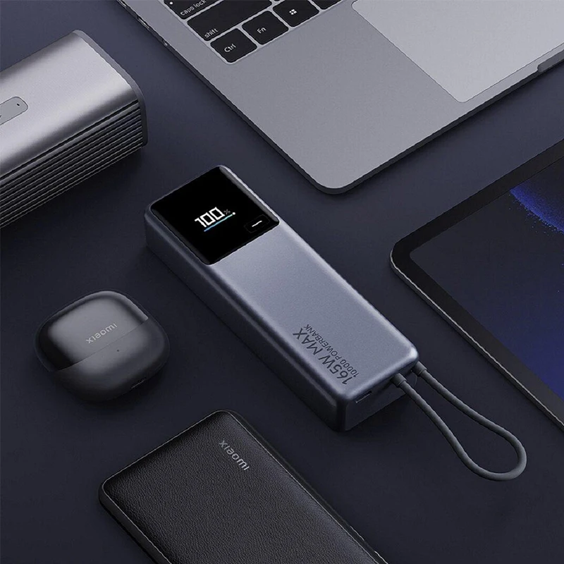 Xiaomi 165W Power Bank 10000 PB1165MI Integrated USB C Cable LED Display Portable Charger For Macbook iPhone 15 Xiaomi 14 Pro 6