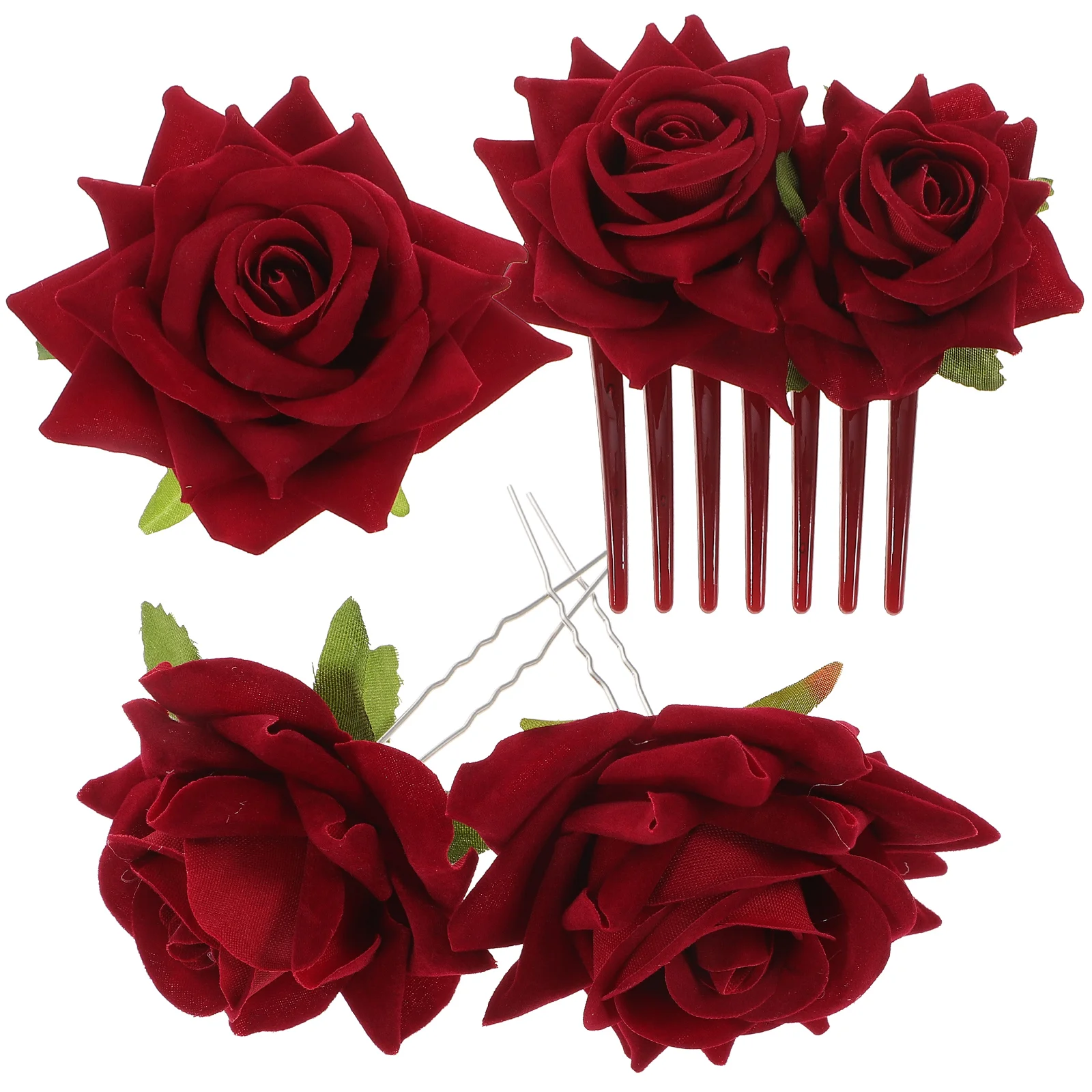 Rose Hair Clip Chic and Elegant Accessory Bride Hairpin Bobby Rhinestones Gorgeous Fabrics