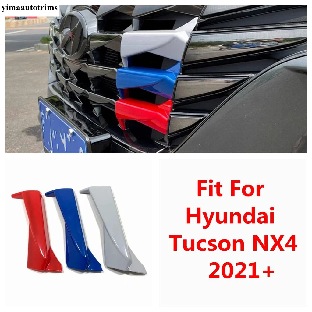 

Для Hyundai Tucson NX4 2021 2022 2023 автомобильный Стайлинг Передняя решетка решетки полосы крышка триколор декоративные аксессуары внешние