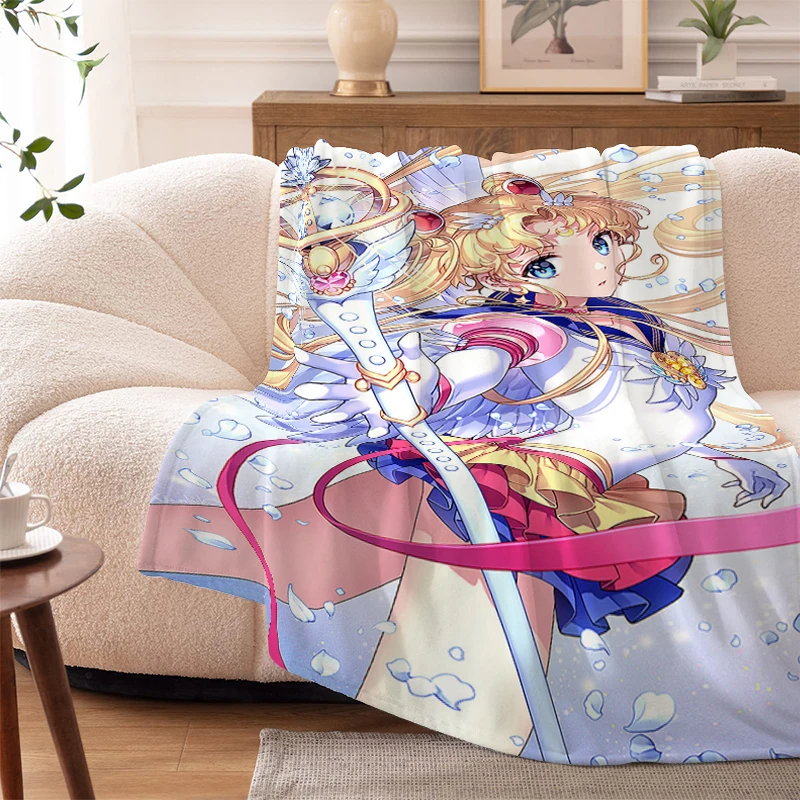 

Fluffy Soft Blankets for Winter S-Sailor Moons Warm Knee Fleece Camping Custom Nap Anime Bed Sofa Blanket Microfiber Bedding