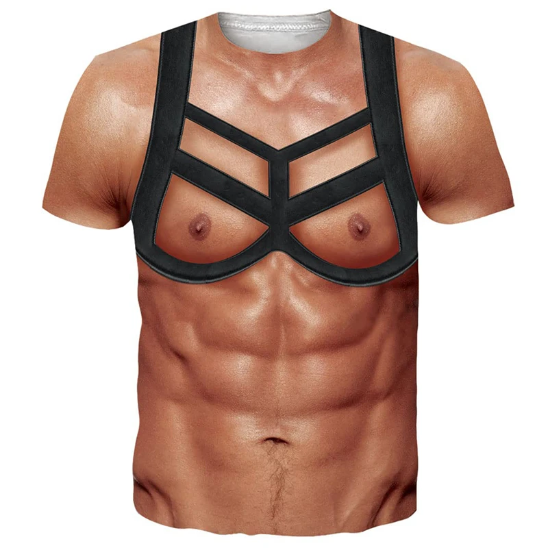 3D Fake Abs Chest Printed T Shirt Gym Clothing Men Summer Streetwear T-Shirt Tops Harajuku Fashion Sport Short Sleeve Tee Shirts