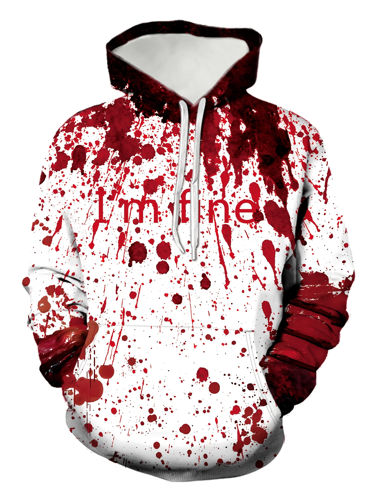 thumbnail image 1 of Sudadera con capucha para hombre de Halloween con estampado 3D de calavera con sangre goteante, sudadera con capucha fina unisex con estampado de letras y festival de terror de moda de otoño, 1 of 4