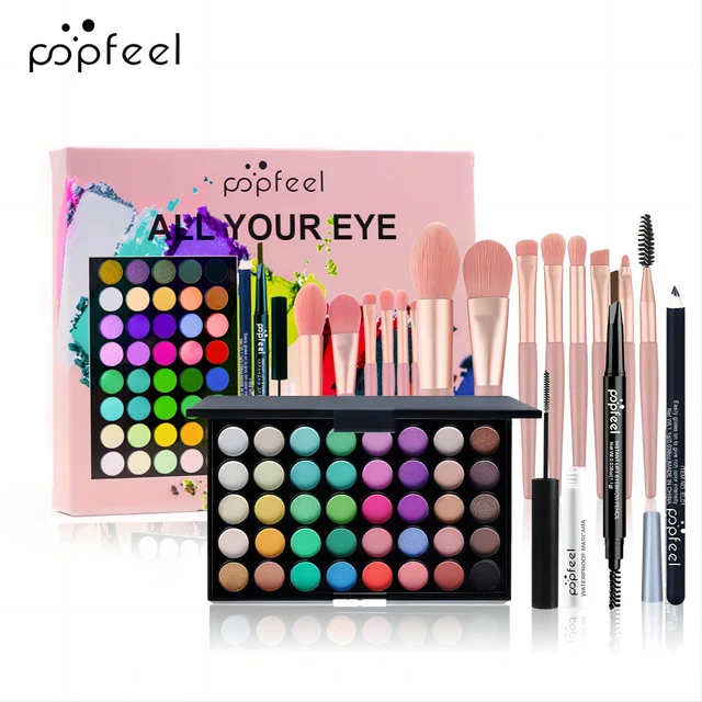 POPFEEL Eye Makeup Set 40 Color Eyeshadow Palette Eyebrow Pencil Eyeliner Pen Mascara With A Set Of Makeup Brushes Eye Cosmetics 1
