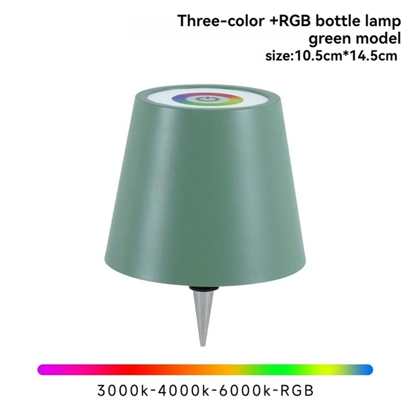 Rechargeable Bottle Lights RGB Modes & 3 Color Stepless Dimming Table Lamp Rechargeable Bottle Lights For Bars Green