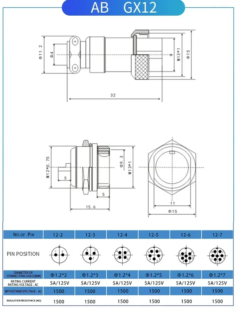 5/10/20Set GX12 GX16 GX20 2 3 4 5 6 7 8 9 10 12 14 15 Pin Male&Female Docking Aviator Aviation Plug Socket Circular Connector