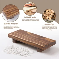 Wood Pedestal Soap Stand, Farmhouse Wood Riser, Soap Dish Holder/Tray Counter Decor for Bathroom Kitchen, Rustic Candle Plant 2