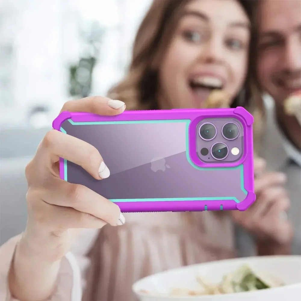 Enhanced Transparent Rugged Armor Soft Grip Protective Phone Case with Hybrid Bumper