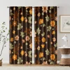 2pcs, Window Curtain Boho Leaf & Black Flower Peel 100% Polyester (without rod) Decorations For Home Use for Living Room, 2