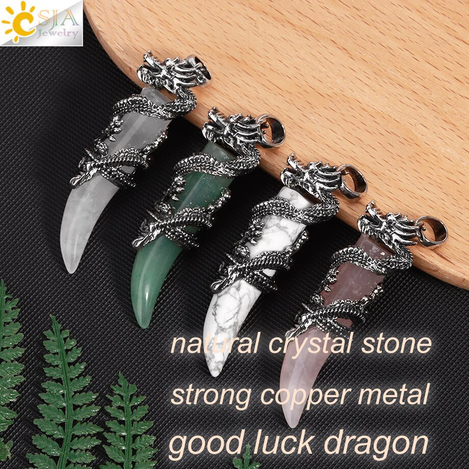 CELESTIA Collana Drago Con Cristalli E Pietre | Ciondolo In Rame Placcato Argento | Quarzo Rosa, Turchese, Malachite | Regalo Unisex