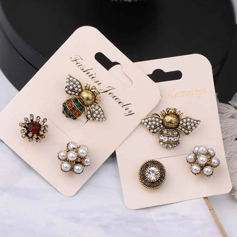 3pcs/set Bee Pearl Rhinestone Brooch Pins for Women