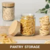 Glass jars with Airtight Lids Oats Containers with Bamboo Lids Wide mouth Mason Salad Glass Food Storage for Snacks Yogurt Spice 6