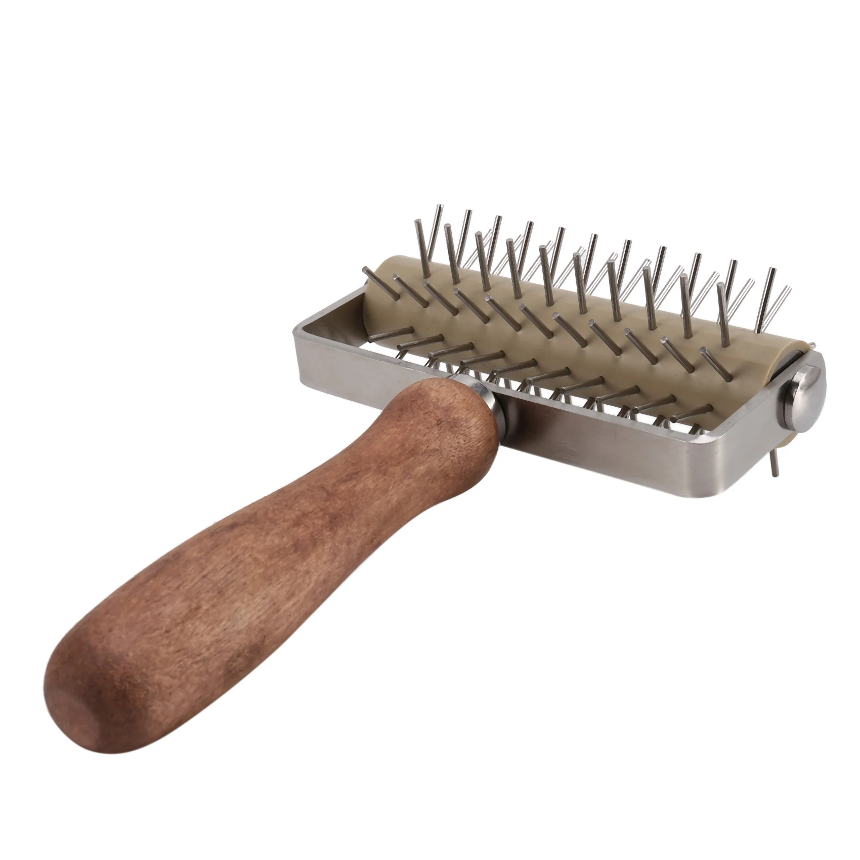 Stainless Steel Wheel Pizza Bread Needle Punchers Roller Pie Pastry Dough Pitter Durable Wooden Handle