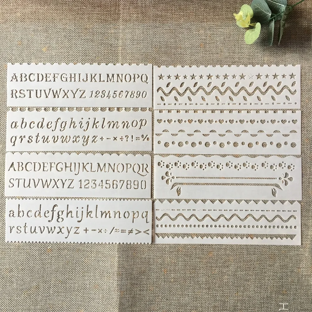8Pcs/Set 18cm Alphabet Letters DIY Layering Stencils Painting Scrapbook Coloring Embossing Album Decorative Card Template