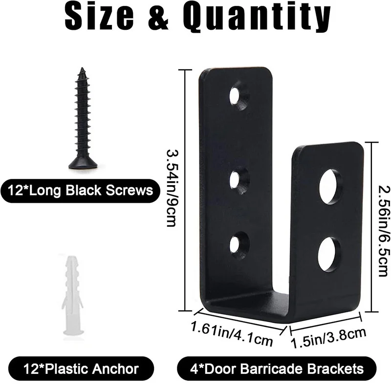 2x4 Door Barricade Brackets Security Bar U Bracket Heavy Duty Devices Night Lock Door Barricade Reinforcement Bracket