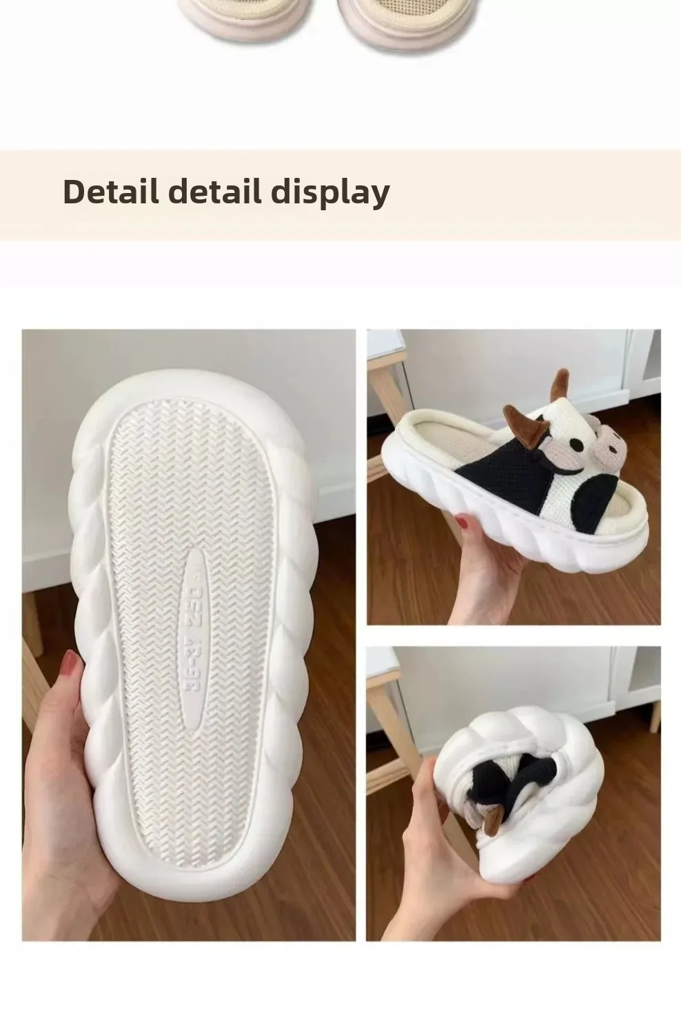 Cow Linen Slippers Cartoon Cute Design