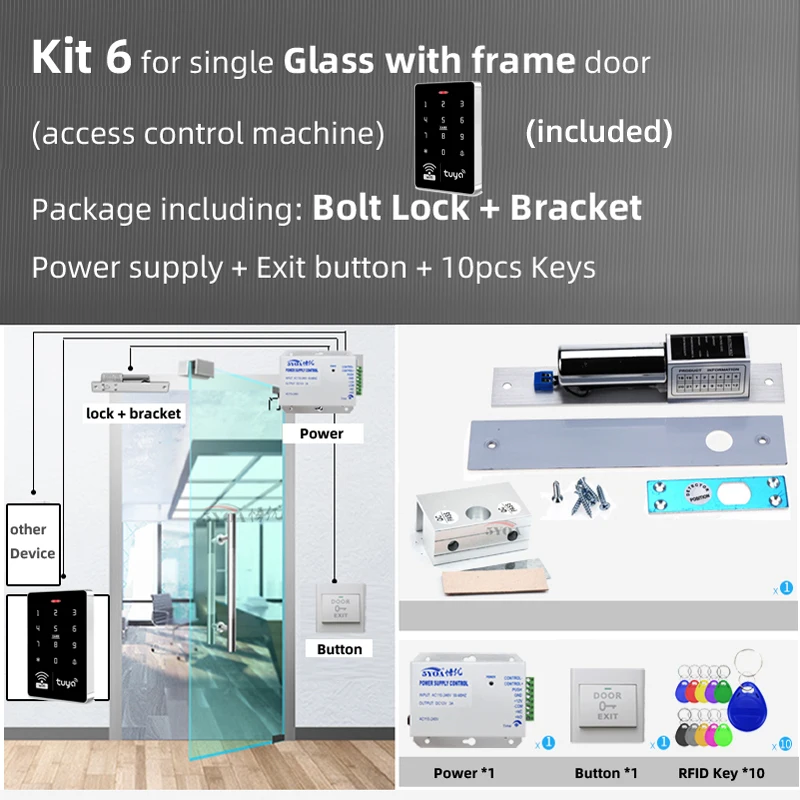 Wireless Smart Door Access Control System with Waterproof RFID Keypad and Remote Unlock Capability