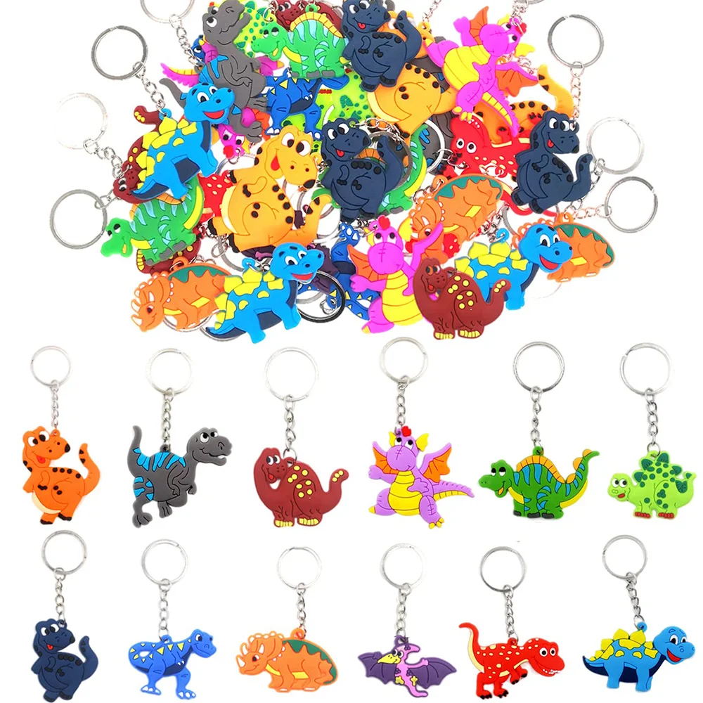 

12pcs Dinosaur Keychain for Jurassic World Party Super Favor Kids Pendant Supplies Dinosaur Birthday Decoration