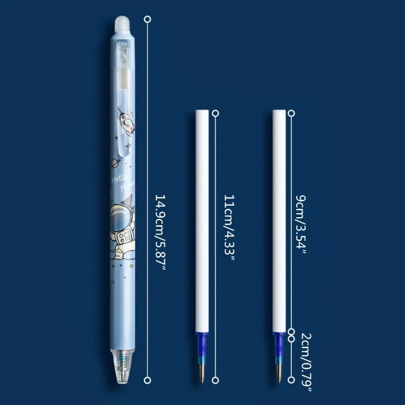 6 조각 우주 우주 비행사 젤 펜 학생 키즈 클래스 보상을위한 지울 수있는 개폐식 젤 펜, 0.5mm 부드럽게 쓰기
