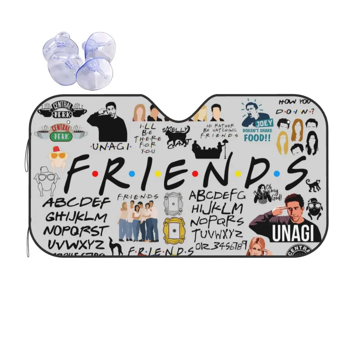 

Friends TV Show American Windshield Sunshade Cartoon Central Perk Car Front Windshield 76x140cm Sunshade Visor Car-covers
