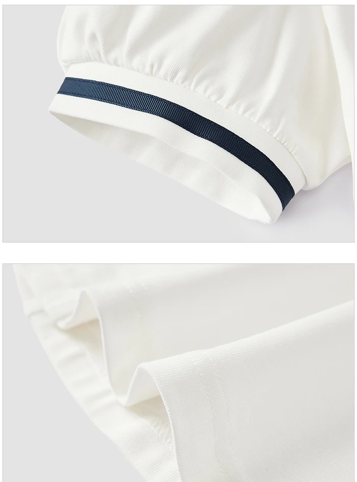 Vestido de verano para mujer, con mangas abullonadas, dulce, nuevo, con temperamento en contraste, cuello azul marino, vestido de primer amor, estilo academia.