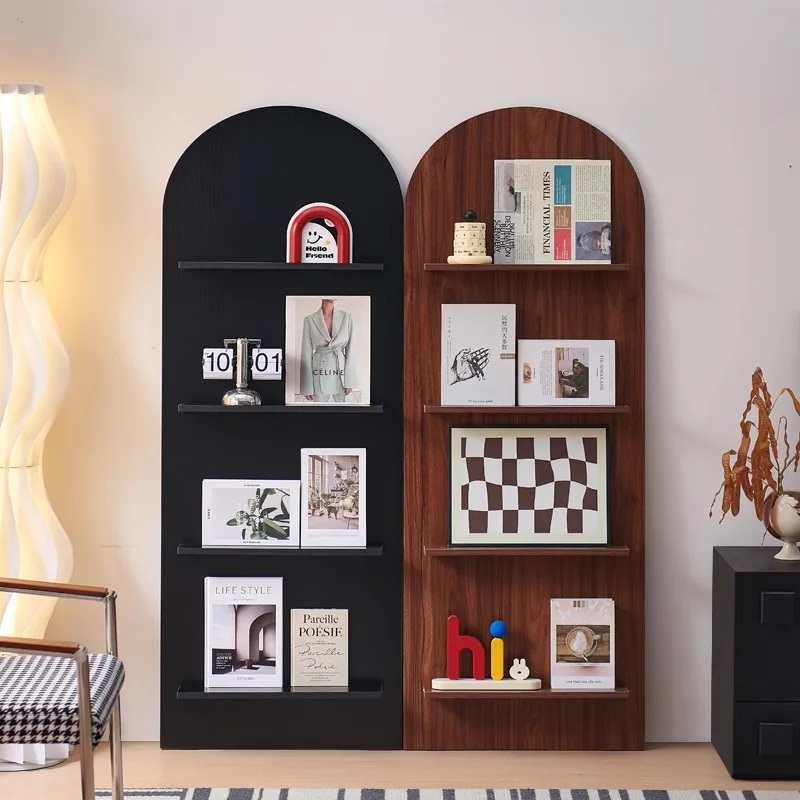 Nordic Retro Bookshelf Modern Living Room Newspaper Magazine Rack Floor-standing Promotional Wall-mounted Storage Rack FYMR