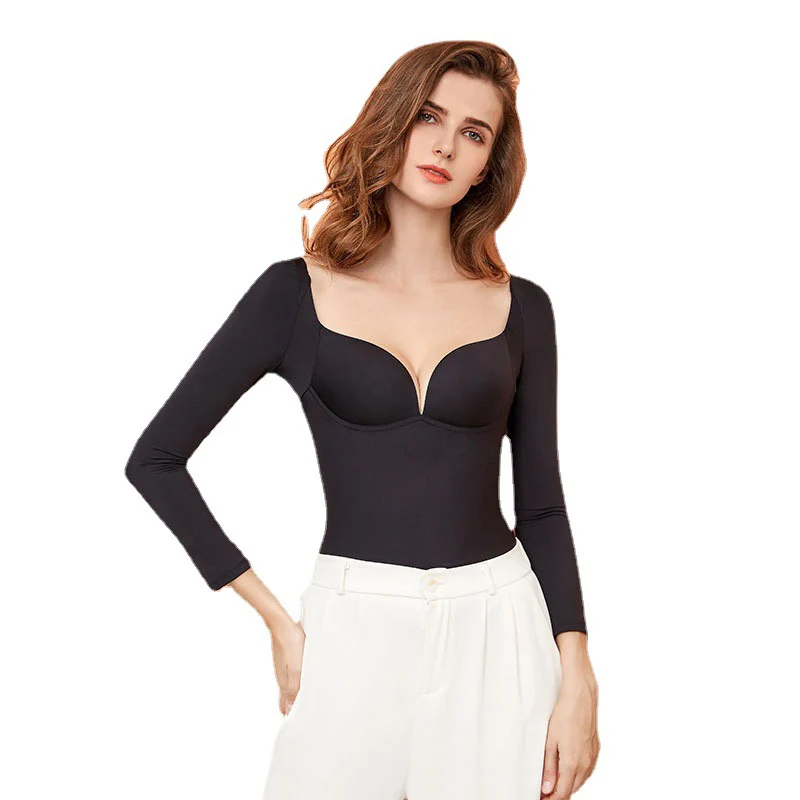 2023New Women Modal Long Sleeve V-neck Tops Underwear Sexy Black Seamless Fixed Cup Push Up Bra Keep Warm Lingerie - AliExpress 200574005 2023New Women Modal Long Sleeve V-neck Tops Underwear Sexy Black Seamless Fixed Cup Push Up Bra Keep Warm Lingerie - AliExpress 200574005