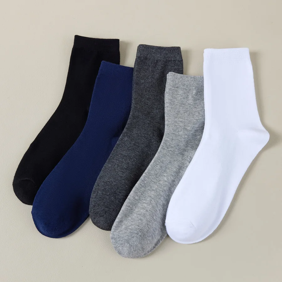 Cotton Socks 10 Pairs Men's Black Business Soft Breathable Summer Winter for Male Plus Size 38-47