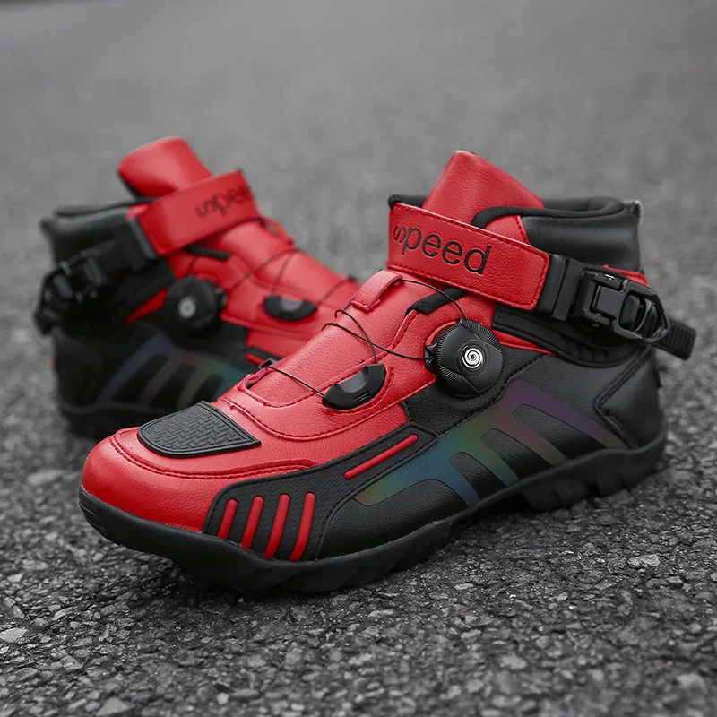 

Casual Motorcycle Boots Men Moto Boots Cowhide Leather Motorbike Riding Shoes Anti-slip Rubber Sole Motorcycle Accessories