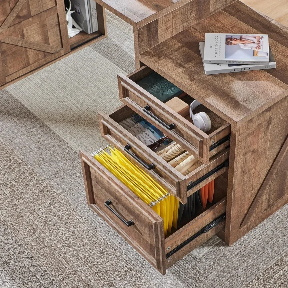 Computer Desk with Darwers Storage Cabinet, Home Office Desk with File Drawer, Gaming Desk with Monitor Stand 5