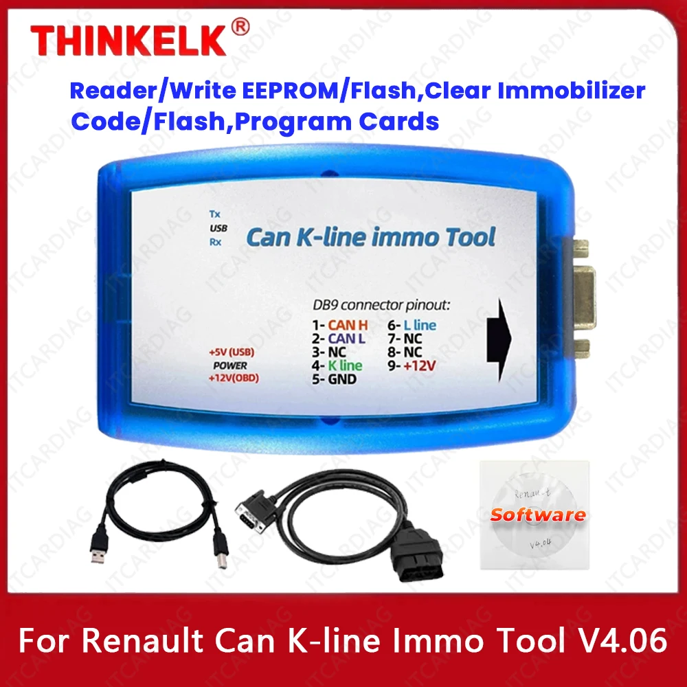 

For Renault Can K-line Immo Tool V4.06 for Renault CAN K-line ECU Tool OBD2 Programmer Tool Read Write EEPROM FLASH Immobilizer