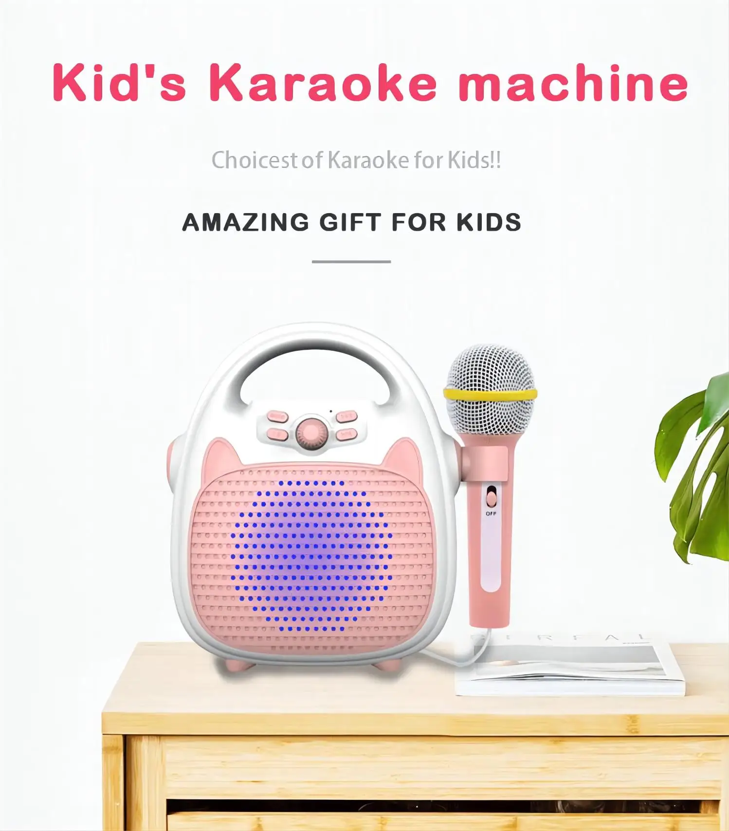 Adofi Upgraded Mini Karaoke Machine for Kids, Portable Bluetooth Speaker  with Wireless Microphone for Kids Toddler, Toys Gifts for Girls and Boys