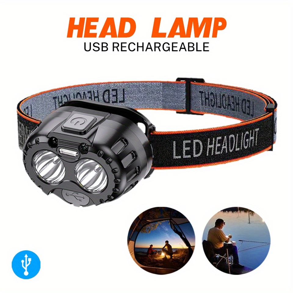 Powerful LED headlights IPX4 waterproof emergency head flashlight headlights for outdoor fishing, camping, hiking
