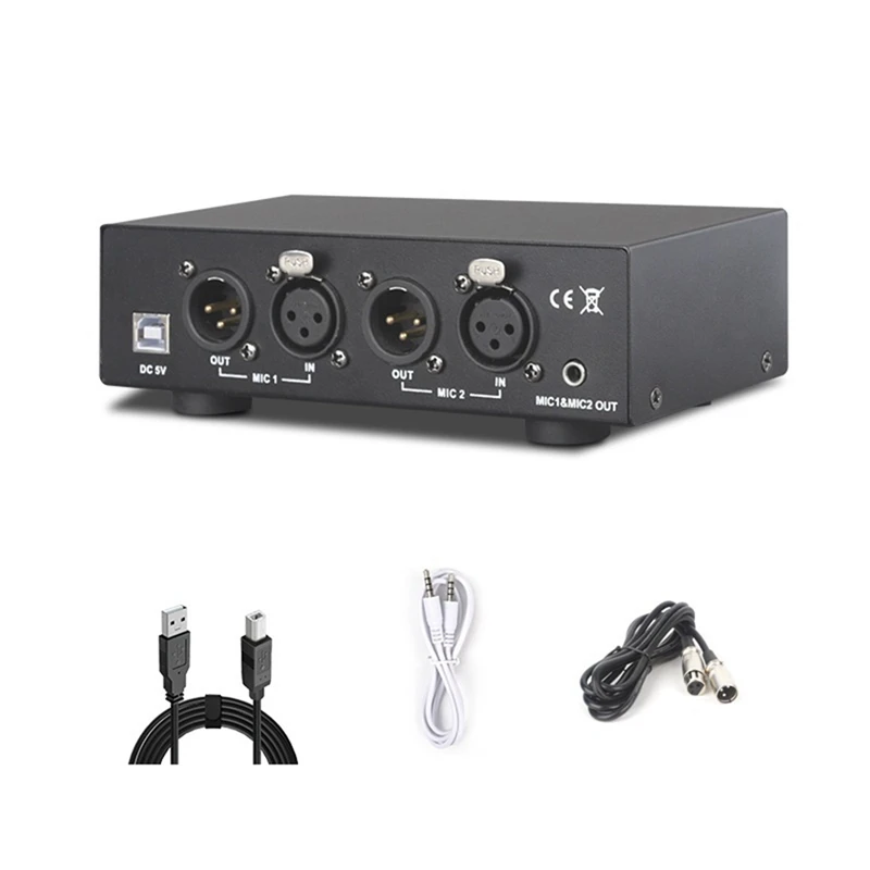 

2 Channel 48V Phantom Power Supply Universal Compact Phantom Power Set For Condenser Microphone Music Recording Equipment