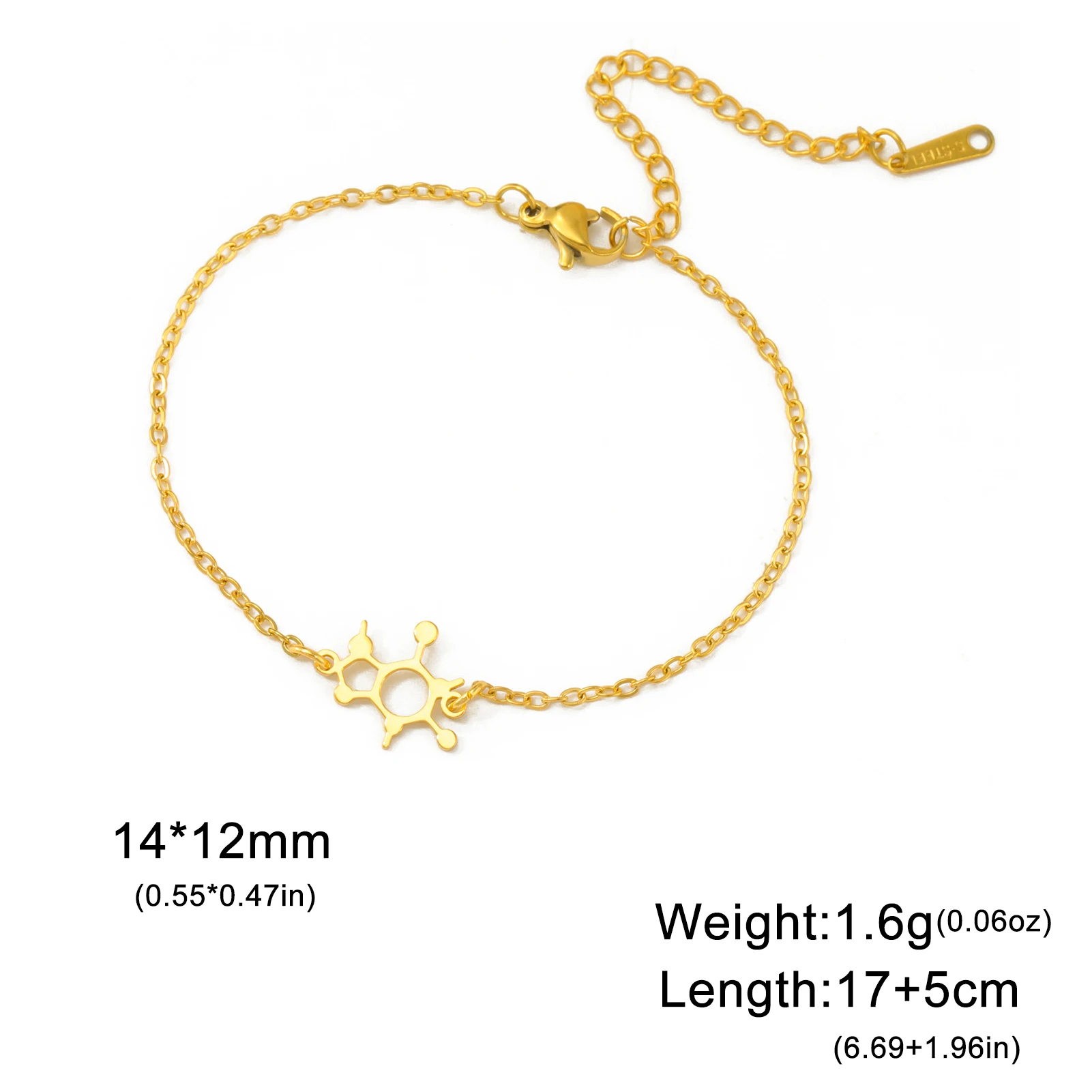 Cazador Bracciale con ciondolo chimico scientifico in acciaio inossidabile per donna Regalo Braccialetti molecolari di chimica Gioielli con caffeina di dopamina  36