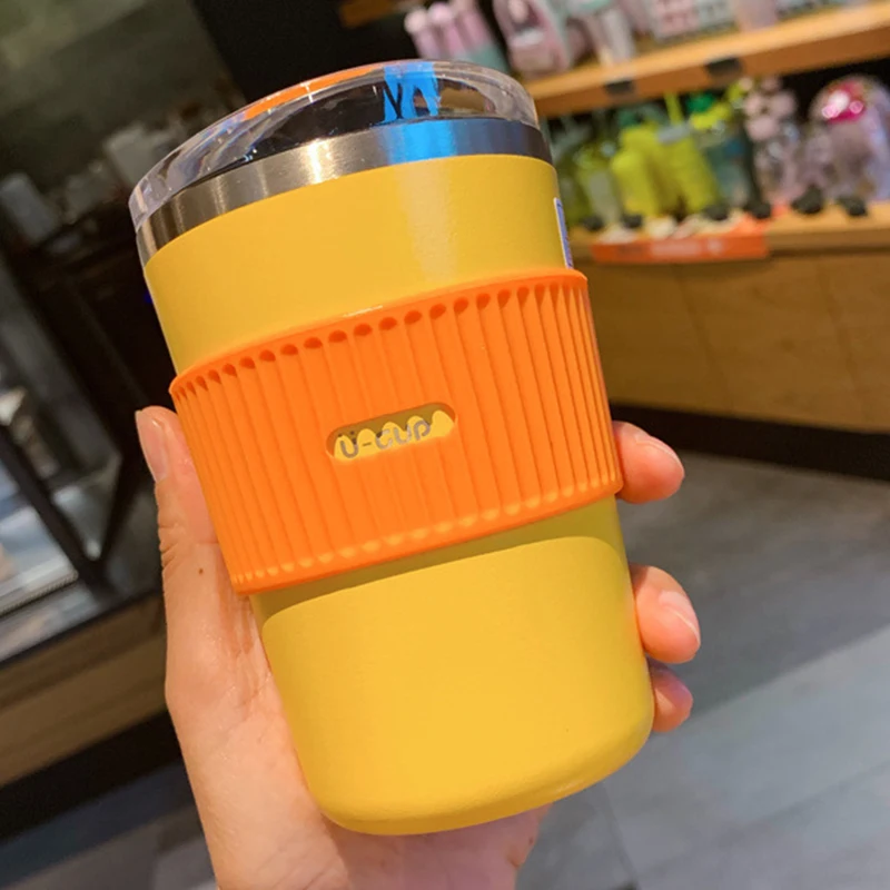 Xiaomi Thermos Brand Coffee Mug Travel Solid Color Silicone Coffee Cup  Stainless Steel Water Bottle Stanley Thermal Mug - AliExpress