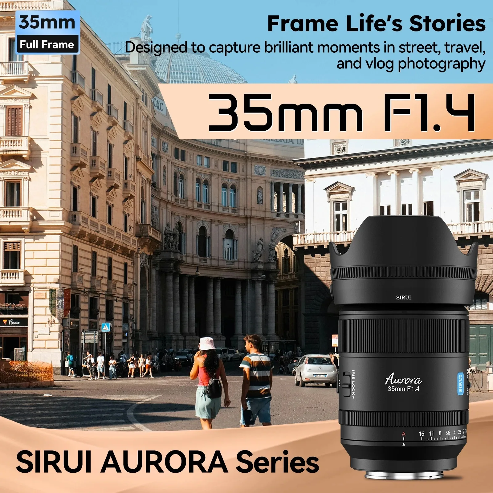 SIRUI AURORA 35mm 풀프레임 자동 초점 렌즈 F1.4 고속 조리개 렌즈 여행용 Vlog 비디오 카메라 렌즈 ( E X/Z/L 마운트용)