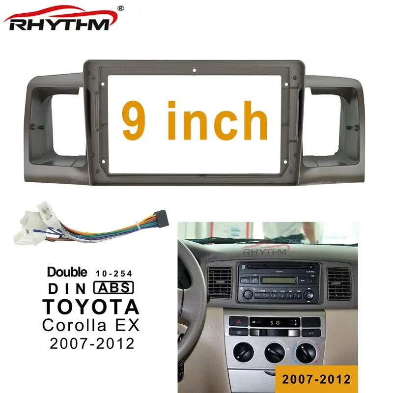 9 Polegada Car Fascia Para TOYOTA Corolla EX 2007-2012 One / Double Din Car Dvd Quadro Adaptador Painel In-dash Instalação de Montagem