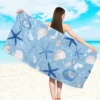 1pc Ocean element ultra-fine fiber beach towel, quick drying and absorbent multifunctional swimming sports towel 4