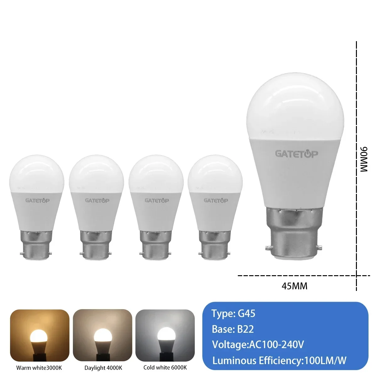 5pcs G45 B22