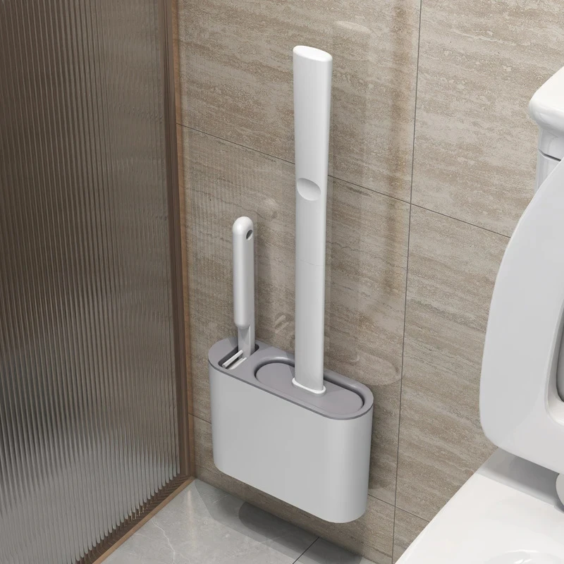 1 Piece Punch-free Toilet Wall-mounted Toilet Brush Bathroom Multifunctional Cleaning Brush Household Silicone Cleaner