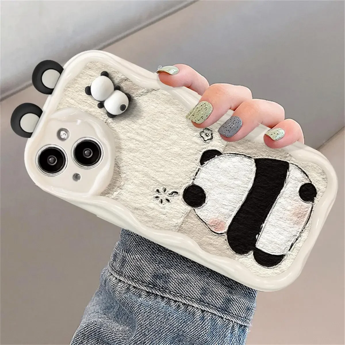 3D cartoon panda ears phone case for Samsung Galaxy S25 Ultra S25 S24 S23 Ultra Plus FE A35 A34 A55 A15 A16 A54 A06 A24 cover
