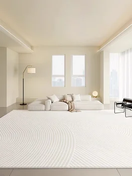 Cream Plain Striped Art Rug Large Coffee Table Rugs Washable Bedroom Area Rugs Soft Closet Area Rug Carpets 양자 1