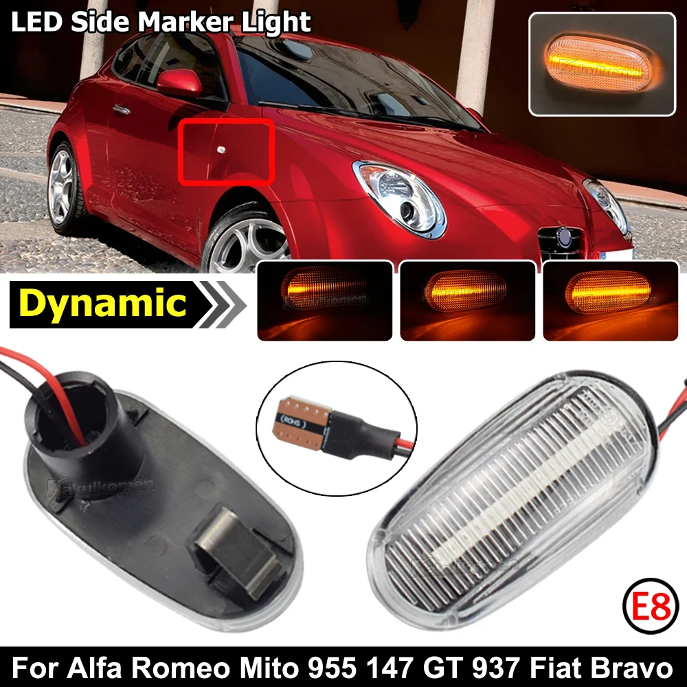 Misura Per Alfa Romeo Mo 955 147 GT 937 Fiat Bravo 2 Dinamico LED Luci di posizione laterali Freccia Indicatore di direzione Lampeggiante Lampada lampeggiante  34