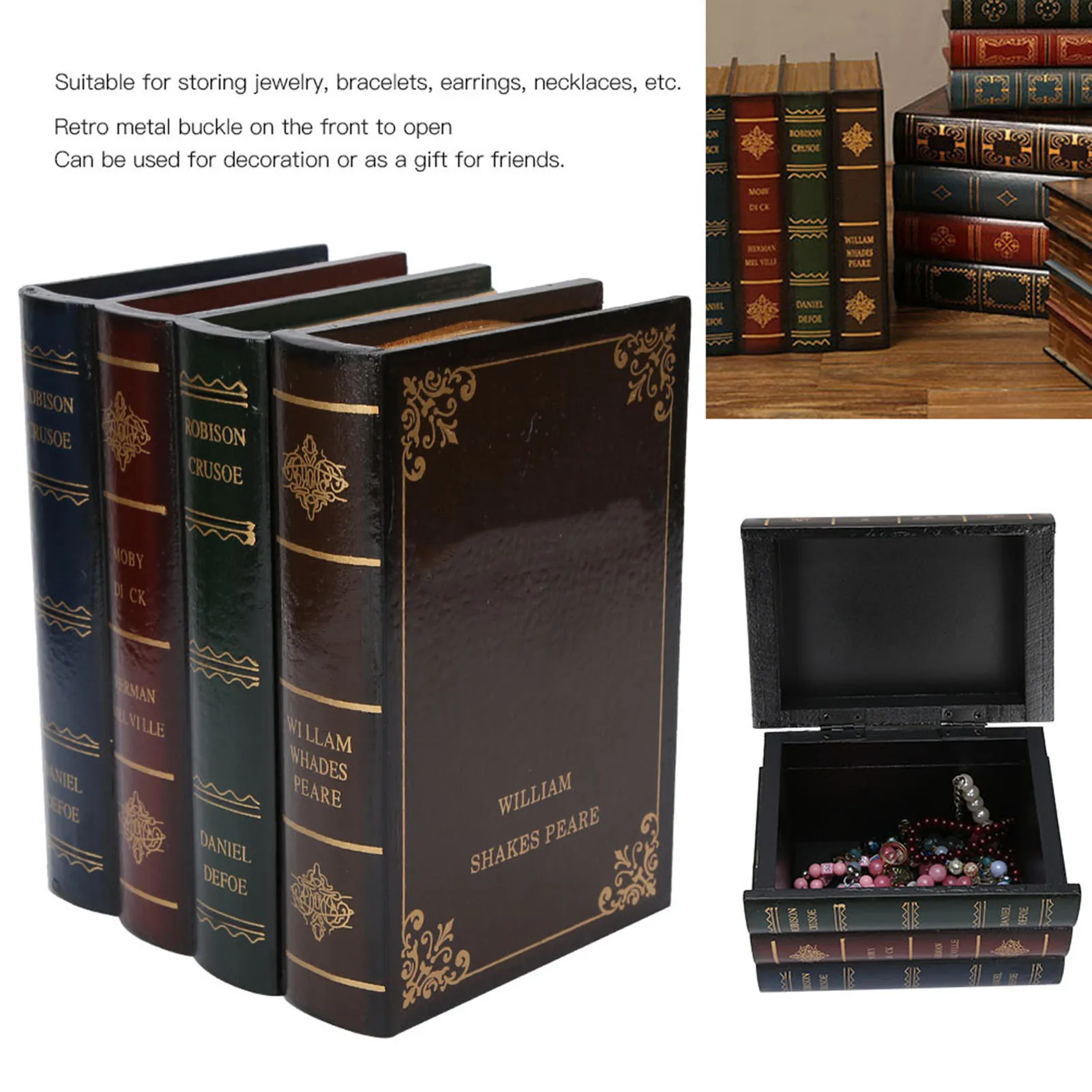 Antique Book-Style Decorative Storage Box