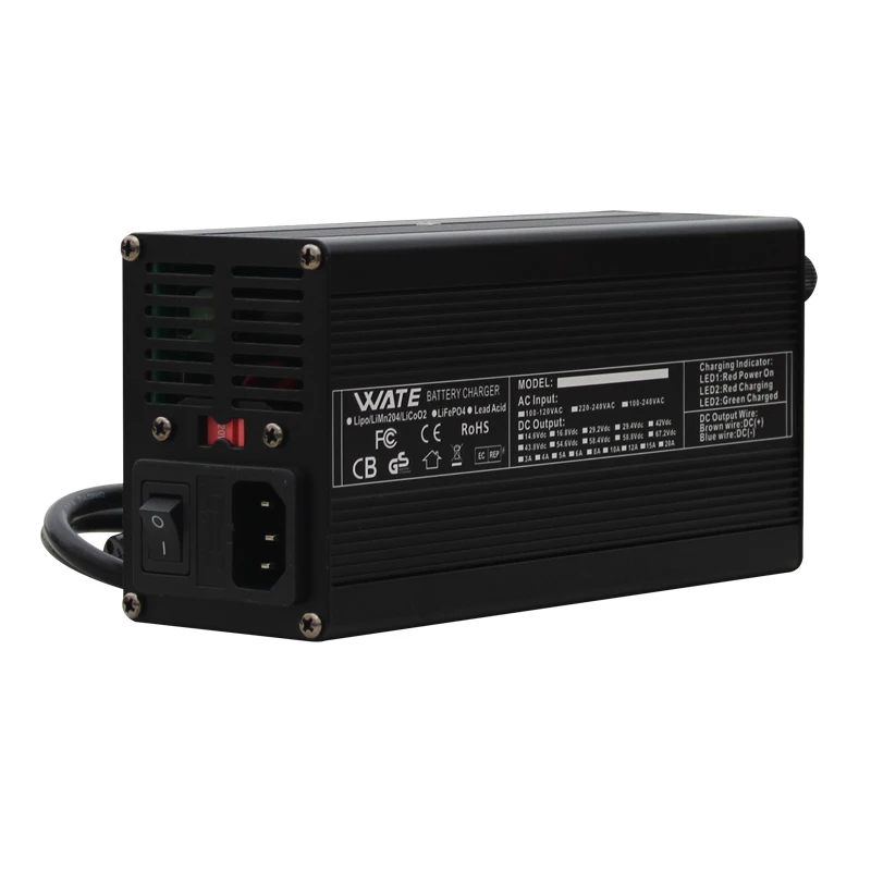 58.4V 10A LiFePO4 배터리 51.2V 48V 16S LiFePO4 전기 오토바이 충전기용 스마트 충전기